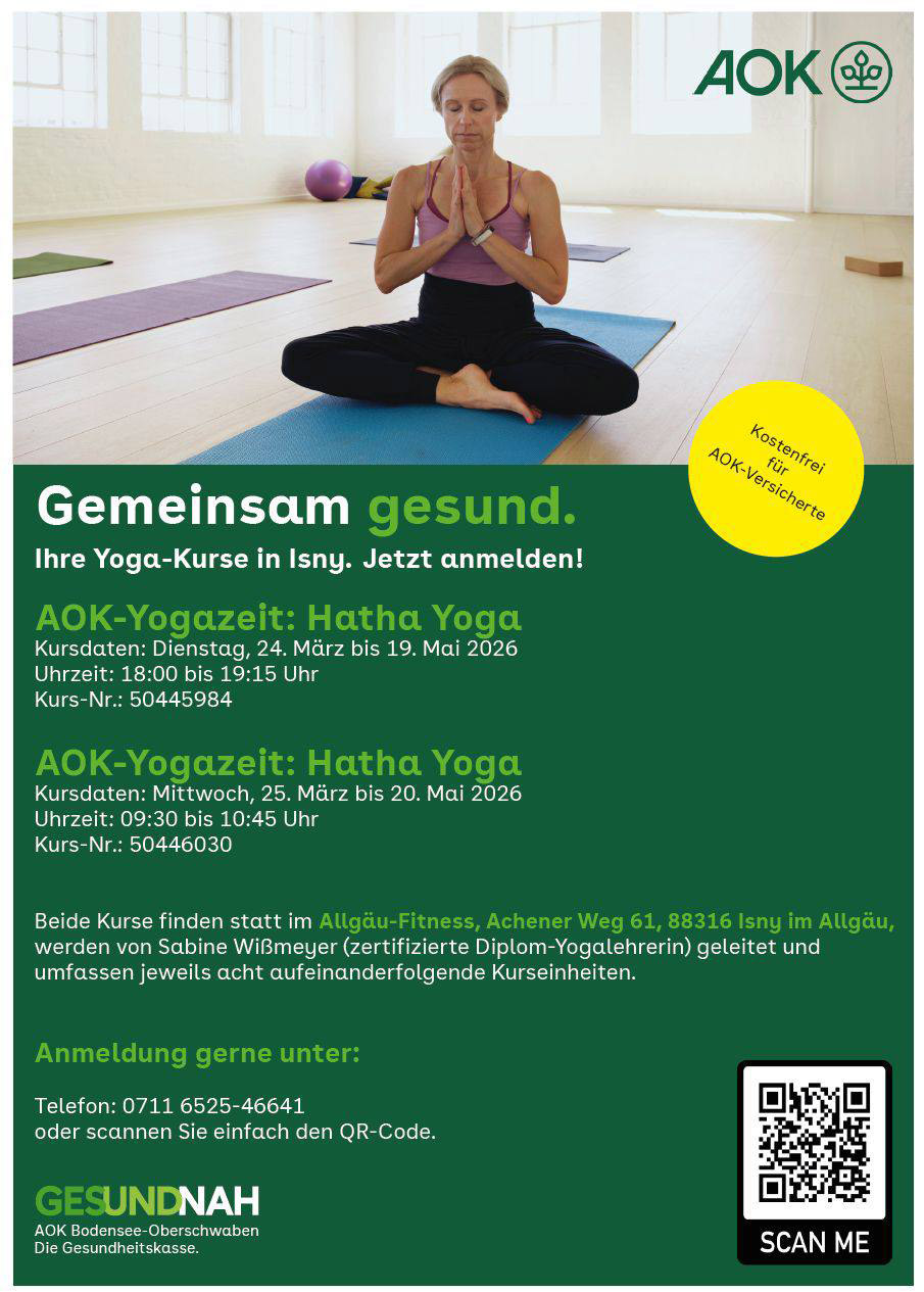 AOK Kooperation Allgäu Fitness Isny anmelden